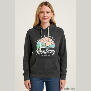 Women's Pacific Coast Monterey Oversized Distressed Hooded Sweatshirt, size Med